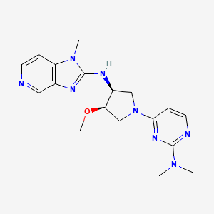 molecular formula C18H24N8O B7440555 N-[(3S,4R)-1-[2-(dimethylamino)pyrimidin-4-yl]-4-methoxypyrrolidin-3-yl]-1-methylimidazo[4,5-c]pyridin-2-amine 