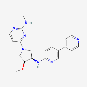 molecular formula C20H23N7O B7440563 4-[(3S,4R)-3-methoxy-4-[(5-pyridin-4-ylpyridin-2-yl)amino]pyrrolidin-1-yl]-N-methylpyrimidin-2-amine 