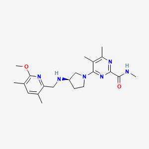 molecular formula C21H30N6O2 B7440594 4-[(3R)-3-[(6-methoxy-3,5-dimethylpyridin-2-yl)methylamino]pyrrolidin-1-yl]-N,5,6-trimethylpyrimidine-2-carboxamide 