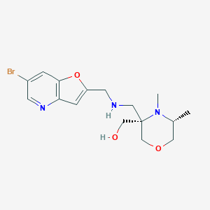 molecular formula C16H22BrN3O3 B7440596 [(3S,5R)-3-[[(6-bromofuro[3,2-b]pyridin-2-yl)methylamino]methyl]-4,5-dimethylmorpholin-3-yl]methanol 