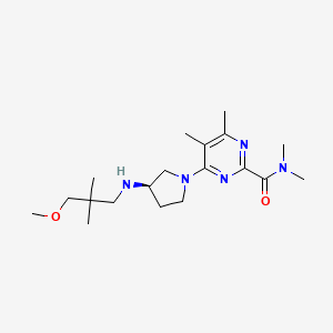 molecular formula C19H33N5O2 B7440605 4-[(3R)-3-[(3-methoxy-2,2-dimethylpropyl)amino]pyrrolidin-1-yl]-N,N,5,6-tetramethylpyrimidine-2-carboxamide 