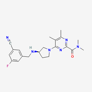 molecular formula C21H25FN6O B7440612 4-[(3R)-3-[(3-cyano-5-fluorophenyl)methylamino]pyrrolidin-1-yl]-N,N,5,6-tetramethylpyrimidine-2-carboxamide 