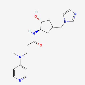 molecular formula C18H25N5O2 B7440616 N-[(1R,2R)-2-hydroxy-4-(imidazol-1-ylmethyl)cyclopentyl]-3-[methyl(pyridin-4-yl)amino]propanamide 