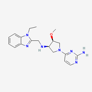 molecular formula C19H25N7O B7440620 4-[(3R,4S)-3-[(1-ethylbenzimidazol-2-yl)methylamino]-4-methoxypyrrolidin-1-yl]pyrimidin-2-amine 