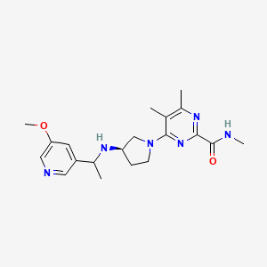 molecular formula C20H28N6O2 B7440644 4-[(3R)-3-[1-(5-methoxypyridin-3-yl)ethylamino]pyrrolidin-1-yl]-N,5,6-trimethylpyrimidine-2-carboxamide 