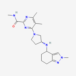 molecular formula C20H29N7O B7440648 N,4,5-trimethyl-6-[(3R)-3-[(2-methyl-4,5,6,7-tetrahydroindazol-4-yl)amino]pyrrolidin-1-yl]pyrimidine-2-carboxamide 
