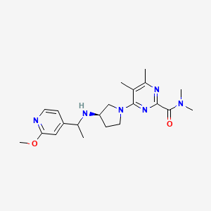 molecular formula C21H30N6O2 B7440671 4-[(3R)-3-[1-(2-methoxypyridin-4-yl)ethylamino]pyrrolidin-1-yl]-N,N,5,6-tetramethylpyrimidine-2-carboxamide 