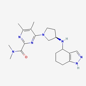 molecular formula C20H29N7O B7440680 N,N,4,5-tetramethyl-6-[(3R)-3-(4,5,6,7-tetrahydro-1H-indazol-4-ylamino)pyrrolidin-1-yl]pyrimidine-2-carboxamide 