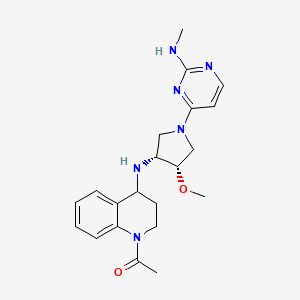 molecular formula C21H28N6O2 B7440700 1-[4-[[(3R,4S)-4-methoxy-1-[2-(methylamino)pyrimidin-4-yl]pyrrolidin-3-yl]amino]-3,4-dihydro-2H-quinolin-1-yl]ethanone 