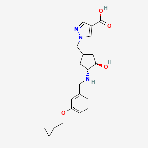 molecular formula C21H27N3O4 B7440715 1-[[(3R,4R)-3-[[3-(cyclopropylmethoxy)phenyl]methylamino]-4-hydroxycyclopentyl]methyl]pyrazole-4-carboxylic acid 