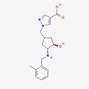 molecular formula C18H23N3O3 B7440721 1-[[(3R,4R)-3-hydroxy-4-[(2-methylphenyl)methylamino]cyclopentyl]methyl]pyrazole-4-carboxylic acid 