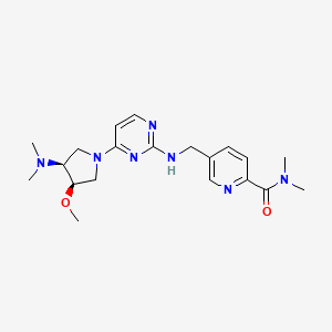 molecular formula C20H29N7O2 B7440735 5-[[[4-[(3S,4R)-3-(dimethylamino)-4-methoxypyrrolidin-1-yl]pyrimidin-2-yl]amino]methyl]-N,N-dimethylpyridine-2-carboxamide 