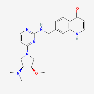 molecular formula C21H26N6O2 B7440748 7-[[[4-[(3S,4R)-3-(dimethylamino)-4-methoxypyrrolidin-1-yl]pyrimidin-2-yl]amino]methyl]-1H-quinolin-4-one 