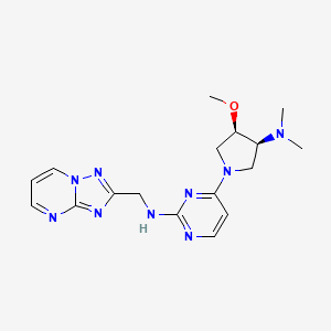 molecular formula C17H23N9O B7440751 4-[(3S,4R)-3-(dimethylamino)-4-methoxypyrrolidin-1-yl]-N-([1,2,4]triazolo[1,5-a]pyrimidin-2-ylmethyl)pyrimidin-2-amine 