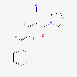 molecular formula C16H16N2O B7440909 5-Phenyl-2-(pyrrolidine-1-carbonyl)penta-2,4-dienenitrile 
