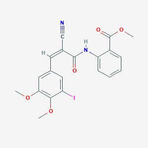 molecular formula C20H17IN2O5 B7441021 methyl 2-[[(Z)-2-cyano-3-(3-iodo-4,5-dimethoxyphenyl)prop-2-enoyl]amino]benzoate 