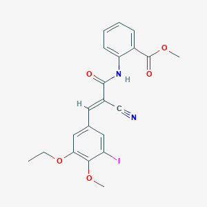 molecular formula C21H19IN2O5 B7441028 methyl 2-{[(2E)-2-cyano-3-(3-ethoxy-5-iodo-4-methoxyphenyl)prop-2-enoyl]amino}benzoate 