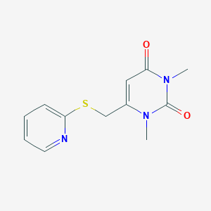 molecular formula C12H13N3O2S B7441064 1,3-Dimethyl-6-(2-pyridylthiomethyl)uracil 
