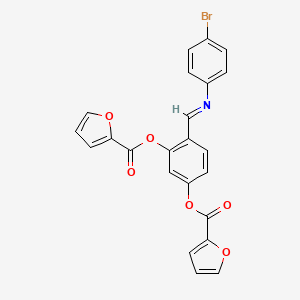 molecular formula C23H14BrNO6 B7441121 [4-[(4-Bromophenyl)iminomethyl]-3-(furan-2-carbonyloxy)phenyl] furan-2-carboxylate 