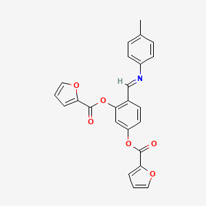 molecular formula C24H17NO6 B7441125 [3-(Furan-2-carbonyloxy)-4-[(4-methylphenyl)iminomethyl]phenyl] furan-2-carboxylate 