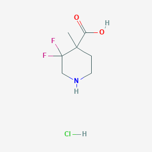 molecular formula C7H12ClF2NO2 B7441143 3,3-Difluoro-4-methylpiperidine-4-carboxylic acid hcl 
