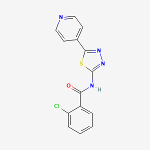 molecular formula C14H9ClN4OS B7441221 2-chloro-N-[5-(pyridin-4-yl)-1,3,4-thiadiazol-2-yl]benzamide 