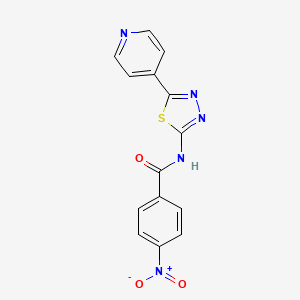 molecular formula C14H9N5O3S B7441223 4-硝基-N-(5-吡啶-4-基-1,3,4-噻二唑-2-基)苯甲酰胺 