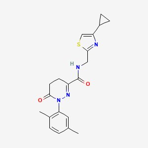 molecular formula C20H22N4O2S B7441319 N-((4-Cyclopropylthiazol-2-yl)methyl)-1-(2,5-dimethylphenyl)-6-oxo-1,4,5,6-tetrahydropyridazine-3-carboxamide 