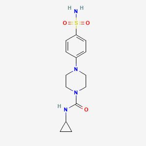 molecular formula C14H20N4O3S B7441356 N-cyclopropyl-4-(4-sulfamoylphenyl)piperazine-1-carboxamide 