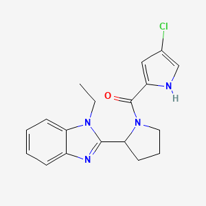 molecular formula C18H19ClN4O B7441364 (4-chloro-1H-pyrrol-2-yl)-[2-(1-ethylbenzimidazol-2-yl)pyrrolidin-1-yl]methanone 