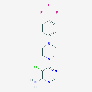 molecular formula C15H15ClF3N5 B7441387 5-Chloro-6-[4-[4-(trifluoromethyl)phenyl]piperazin-1-yl]pyrimidin-4-amine 