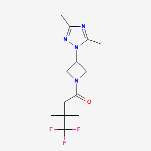 molecular formula C13H19F3N4O B7441390 1-[3-(3,5-Dimethyl-1,2,4-triazol-1-yl)azetidin-1-yl]-4,4,4-trifluoro-3,3-dimethylbutan-1-one 