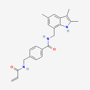 molecular formula C23H25N3O2 B7441392 4-[(prop-2-enoylamino)methyl]-N-[(2,3,5-trimethyl-1H-indol-7-yl)methyl]benzamide 