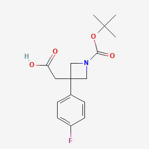 molecular formula C16H20FNO4 B7441429 2-{1-[(Tert-butoxy)carbonyl]-3-(4-fluorophenyl)azetidin-3-yl}acetic acid 