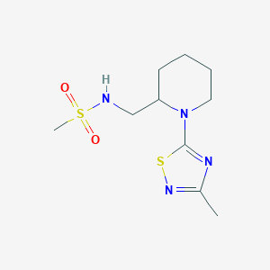 molecular formula C10H18N4O2S2 B7441430 N-[[1-(3-methyl-1,2,4-thiadiazol-5-yl)piperidin-2-yl]methyl]methanesulfonamide 