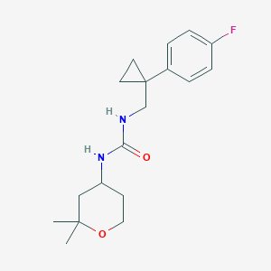 molecular formula C18H25FN2O2 B7441431 1-(2,2-Dimethyloxan-4-yl)-3-[[1-(4-fluorophenyl)cyclopropyl]methyl]urea 