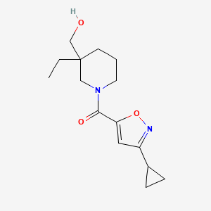 (3-Cyclopropyl-1,2-oxazol-5-yl)-[3-ethyl-3-(hydroxymethyl)piperidin-1-yl]methanone