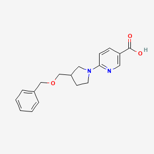 molecular formula C18H20N2O3 B7441516 6-[3-(Phenylmethoxymethyl)pyrrolidin-1-yl]pyridine-3-carboxylic acid 