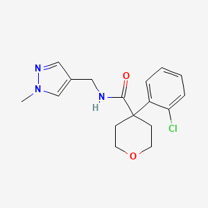 molecular formula C17H20ClN3O2 B7441521 4-(2-chlorophenyl)-N-[(1-methylpyrazol-4-yl)methyl]oxane-4-carboxamide 