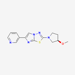 molecular formula C14H15N5OS B7441545 2-[(3R)-3-methoxypyrrolidin-1-yl]-6-pyridin-3-ylimidazo[2,1-b][1,3,4]thiadiazole 