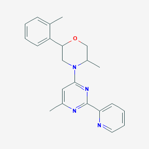 molecular formula C22H24N4O B7441558 5-Methyl-2-(2-methylphenyl)-4-(6-methyl-2-pyridin-2-ylpyrimidin-4-yl)morpholine 