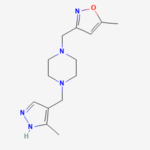 5-methyl-3-[[4-[(5-methyl-1H-pyrazol-4-yl)methyl]piperazin-1-yl]methyl]-1,2-oxazole