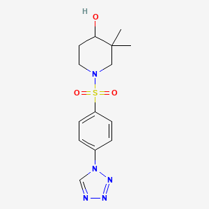 molecular formula C14H19N5O3S B7441588 3,3-Dimethyl-1-[4-(tetrazol-1-yl)phenyl]sulfonylpiperidin-4-ol 