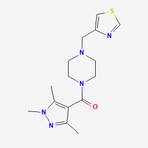 molecular formula C15H21N5OS B7441672 [4-(1,3-Thiazol-4-ylmethyl)piperazin-1-yl]-(1,3,5-trimethylpyrazol-4-yl)methanone 