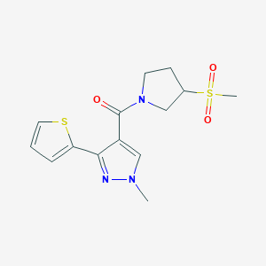 (3-Methylsulfonylpyrrolidin-1-yl)-(1-methyl-3-thiophen-2-ylpyrazol-4-yl)methanone