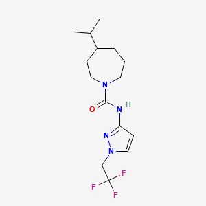 4-propan-2-yl-N-[1-(2,2,2-trifluoroethyl)pyrazol-3-yl]azepane-1-carboxamide