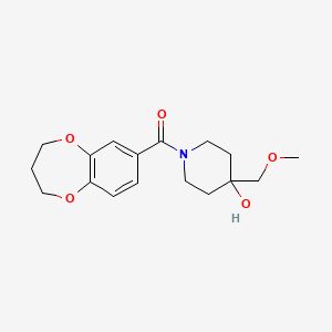 molecular formula C17H23NO5 B7441738 3,4-dihydro-2H-1,5-benzodioxepin-7-yl-[4-hydroxy-4-(methoxymethyl)piperidin-1-yl]methanone 