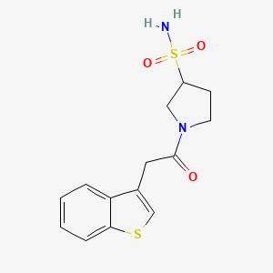 molecular formula C14H16N2O3S2 B7441816 1-[2-(1-Benzothiophen-3-yl)acetyl]pyrrolidine-3-sulfonamide 