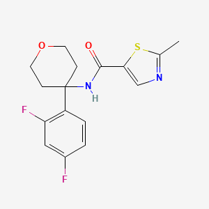 molecular formula C16H16F2N2O2S B7441832 N-[4-(2,4-difluorophenyl)oxan-4-yl]-2-methyl-1,3-thiazole-5-carboxamide 