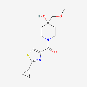 molecular formula C14H20N2O3S B7441890 (2-Cyclopropyl-1,3-thiazol-4-yl)-[4-hydroxy-4-(methoxymethyl)piperidin-1-yl]methanone 